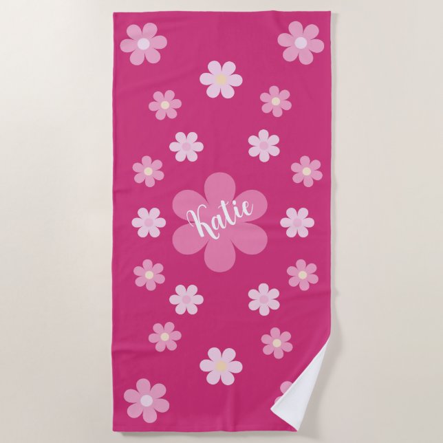 Toalha De Praia  Glamour Flor de Rosa- (Frente)