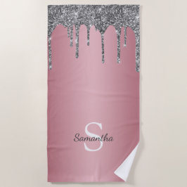 Toalha De Praia Glitter Prateado Rosa, cor-de-rosa Dourada Nome do