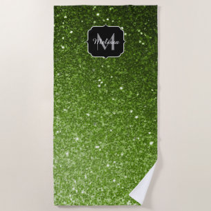 Toalha De Praia Glitter verde-claro brilha Monograma
