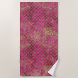 Toalha De Praia Glitz Glitter Dourada Rosa Menor