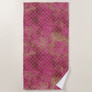 Toalha De Praia Glitz Glitter Dourada Rosa Menor
