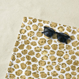 Toalha De Praia Glitzy Glam Dourada Glitter Leopardo         
