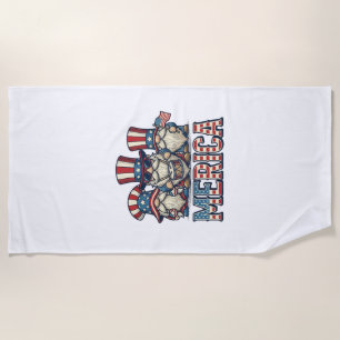 Toalha De Praia Gnomo Patriótico Merica Design Vetorial Vintage_1