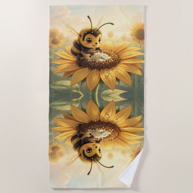 Toalha De Praia Golden Bumblebee in Bloom Dance.9 (Frente)