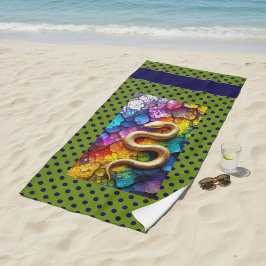 Toalha De Praia Golden Serpent Mosaic