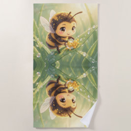Toalha De Praia Goldene Hummel im Blütentanz.8