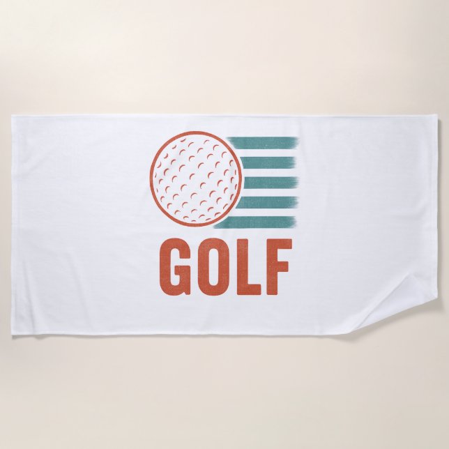 Toalha De Praia Golf Grunge Retro (Frente)