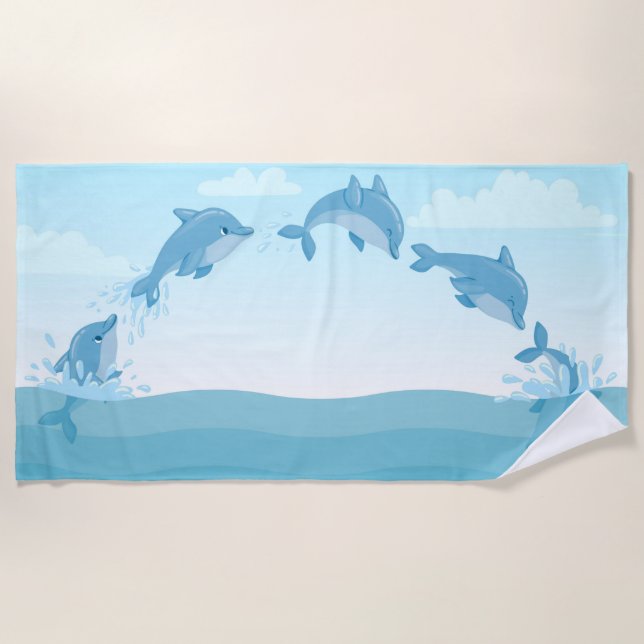 Toalha De Praia Golfinhos de Pulso Bonito (Frente)