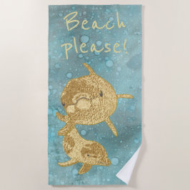 Toalha De Praia Golfinhos Dourados de praia "Beach Please"