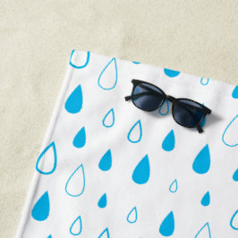 Toalha De Praia Gotas azuis água Minimalista Moderna.