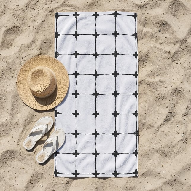 Toalha De Praia Grade Natural Off-White (Criador carregado)