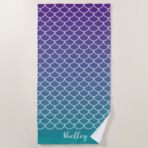 Toalha De Praia Gradiente de Teal Roxo Sereia