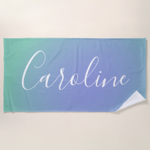 Toalha De Praia Gradiente Verde Retroativo   Nome de Script Person