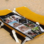 Toalha De Praia Graduação Personalizada Dourada Preta Colagem de F<br><div class="desc">Toalha personalizada de praia fotográfica para o seu formando! O modelo está preparado para você adicionar 7 de suas fotos favoritas celebrando seus anos de estudo. O modelo de foto exibe suas fotos em formato quadrado / instagram em uma colagem de fotos de estilo simples em grade. O formando é...</div>