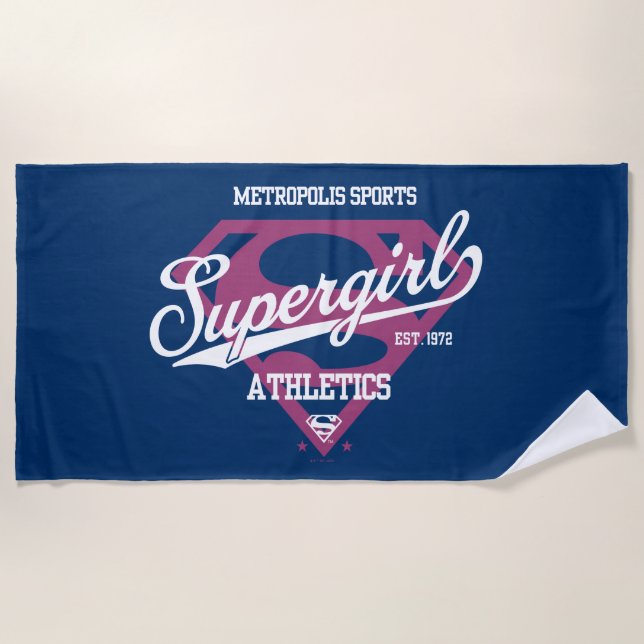 Toalha De Praia Gráfico de atletismo da Supergirl Metropolis (Frente)