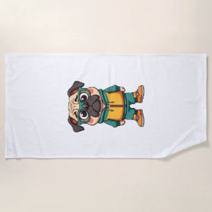 Toalha De Praia Gràfico de moda urbana de desenho animado de pug h