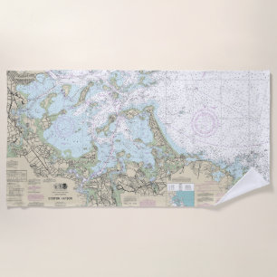 Toalha De Praia Gráfico náutico de Boston Harbor 13270