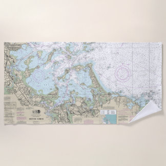 Toalha De Praia Gráfico náutico de Boston Harbor 13270