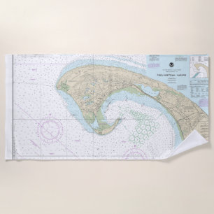 Toalha De Praia Gráfico náutico de Provincetown Harbor 13249