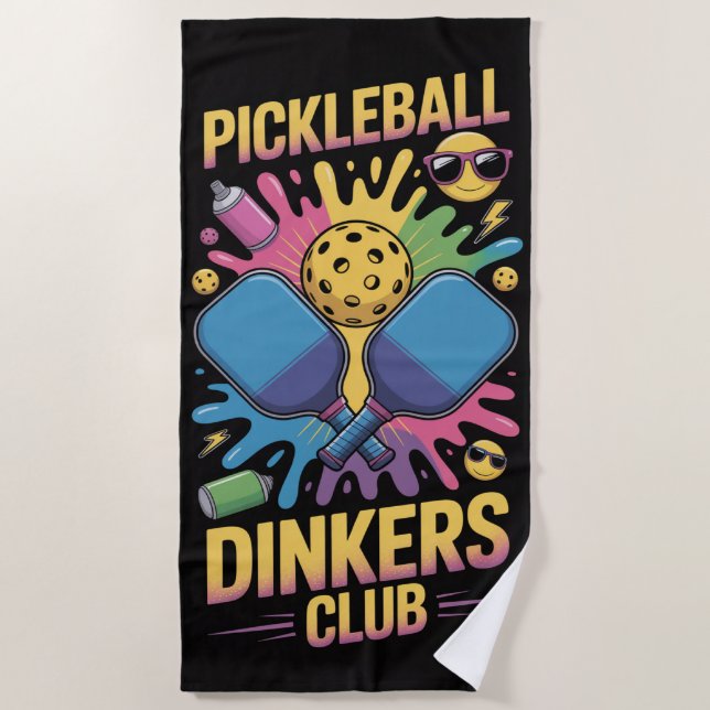 Toalha De Praia Grafite do Clube de Dinkers Pickleball Pickleball (Frente)