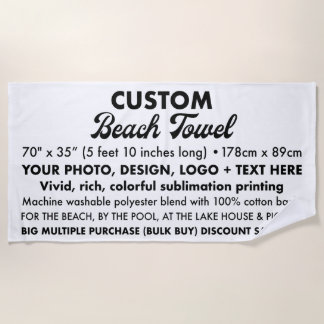 Toalha de praia grande personalizada de 5' 10"