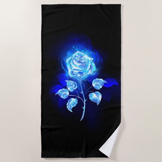 Toalha De Praia Gravação de Rosa Azul (Frente)