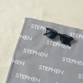 Toalha De Praia Gray minimalist custom name 
