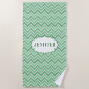 Toalha De Praia Green Linen Zigzag