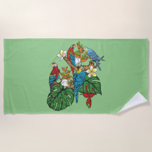 Toalha De Praia Green Macaw Beach Towel