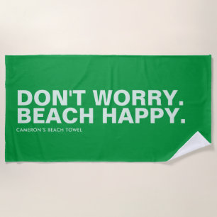 Toalha De Praia Green Personalised Slogan Beach Towel