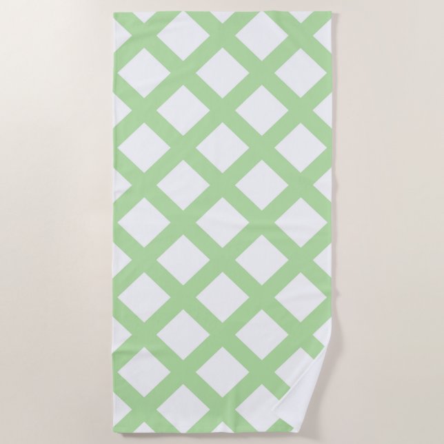Toalha De Praia Green White Checker Diamond Pattern (Frente)
