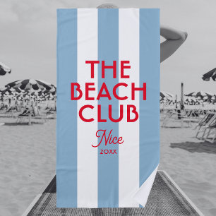Toalha De Praia Greve de Cabana Azul Vermelha francesa do Clube de