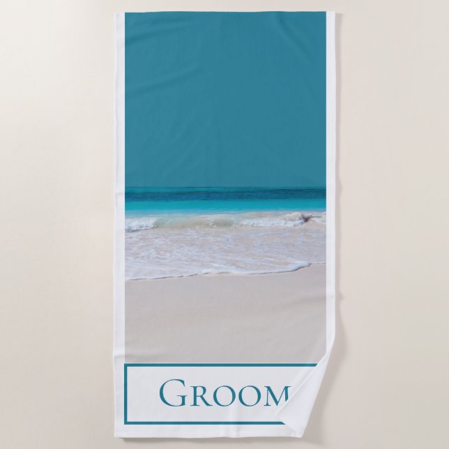 Toalha De Praia Grooms White Sandy Beach Towel (Frente)