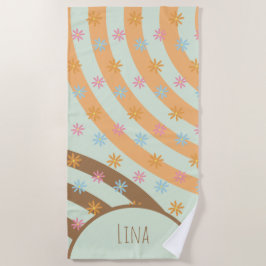 Toalha De Praia Groovals Florals Rainbows Name Beach Towel