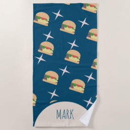 Toalha de Praia Groovy Burger Blue Name