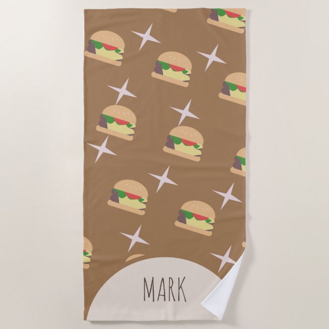 Toalha de Praia Groovy Burger Chocolate Name (Frente)