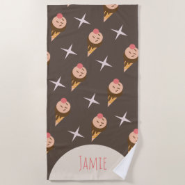 Toalha De Praia Groovy Sorvete Cones Chocolate Name Beach Towel