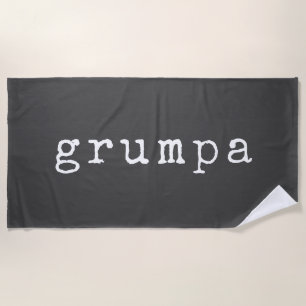 Toalha De Praia Grumpa  Vovô engraçado, preto e branco