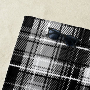 Toalha De Praia Grunde Black Flannel Xadrez branca Tartan Design