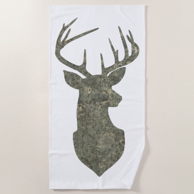 Toalha De Praia Grunge Camo Deer Silhouette (Frente)