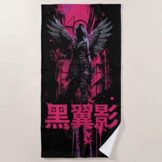 Toalha De Praia Guerreiro de Asa Negra – Design Japonês Kanji