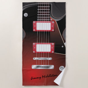 Toalha De Praia Guitarra Elétrica - Vermelha - Assinatura