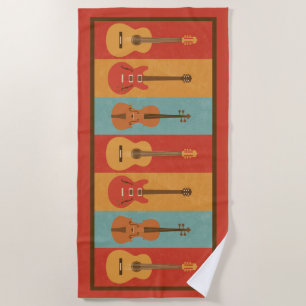 Toalha De Praia Guitarras Acústicas, Elétricas e Viola