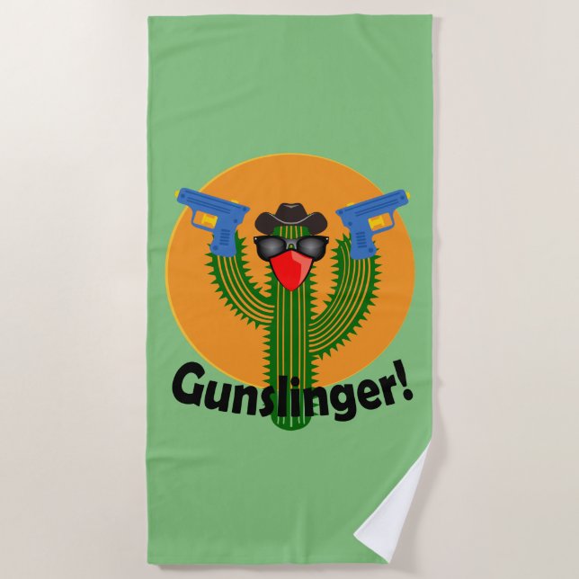 Toalha De Praia Gunslinger Cactus Design - Beach Towel (Frente)