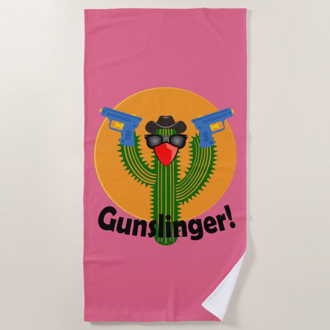 Toalha De Praia Gunslinger Cactus Design - Beach Towel (Frente)
