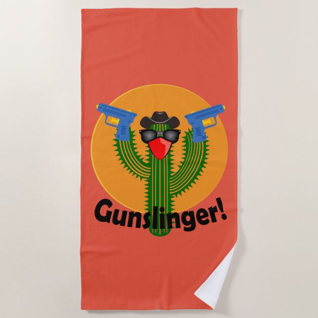Toalha De Praia Gunslinger Cactus Design - Beach Towel (Frente)