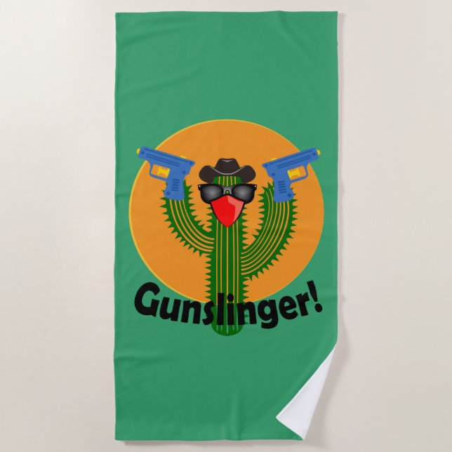 Toalha De Praia Gunslinger Cactus Design - Beach Towel (Frente)