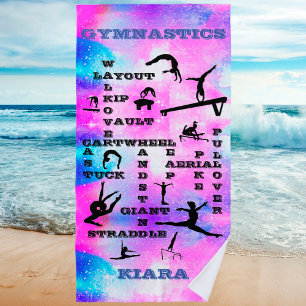 Toalha De Praia Gymnastics Personalizado Crosswords Beach Towel