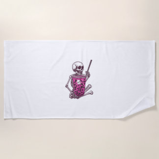 Toalha De Praia Halloween Skeleton Bubble Tea