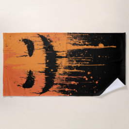 Toalha De Praia Halloween Smiley Graphic Art – Orange Horror Style